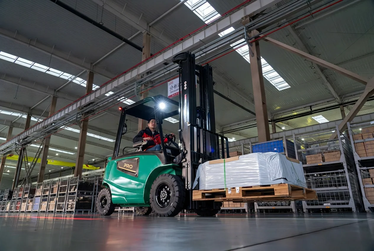 EP elektrisk gaffeltruck løfter pall i lager